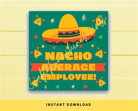 instant  nacho average employee square gift tags etsy