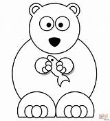 Polar Bear Coloring Cartoon Pages Drawing Easy Fish Printable Cute Face Simple Animal Teddy Kids Baby Drawings Line Bears Draw sketch template