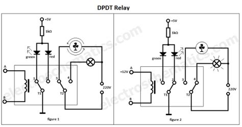 dpdt relay double pole double throw relay electrical diagram green led