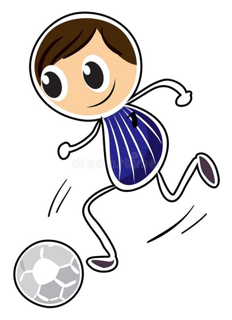 sketch   boy playing soccer stock vector illustration