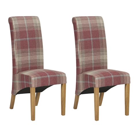 pair  ruby check dining chairs