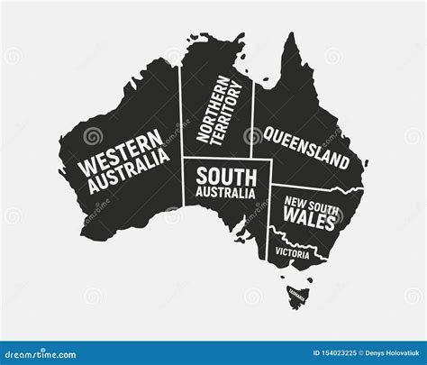 mapa del cartel de australia  nombres de los estados fondo australiano correspondencia de