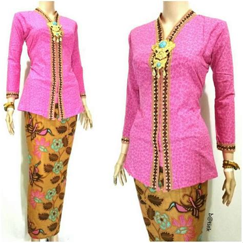 Jual Setelan Kebaya Batik Muslim Modern Warna Pink Rok Blus Batik