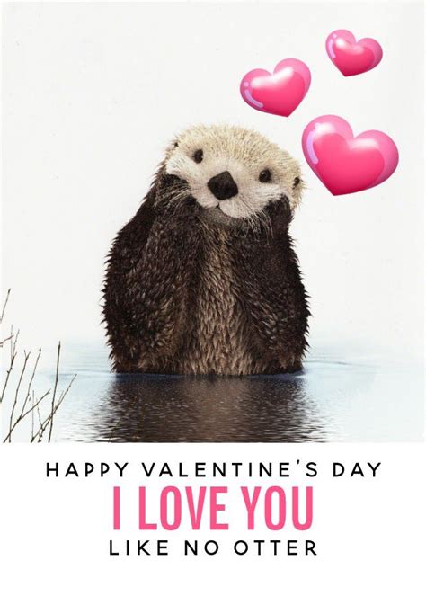cute otter with hearts valentine s day card zazzle funniest
