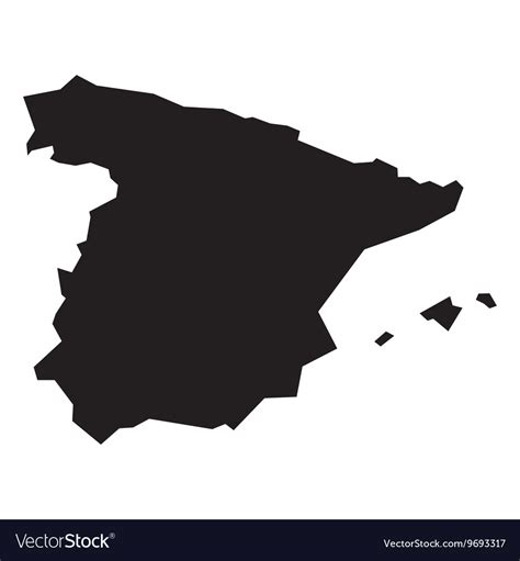 black silhouette map  spain royalty  vector image