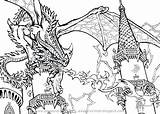 Dragon Coloring Pages Scary Dragons Printable Realistic Cool Complex Drawing Medieval Getcolorings Getdrawings Hard Color Colorings sketch template