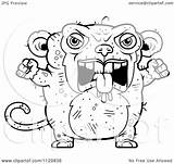 Monkey Ugly Angry Cartoon Outlined Coloring Clipart Vector Thoman Cory Royalty sketch template