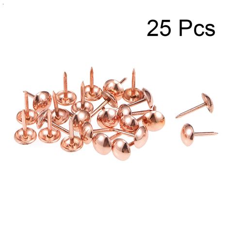 Upholstery Nails Tacks 8mmx14mm Round Thumb Push Pins Rose Gold Tone 25