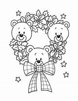 Coloring Christmas Wreath Pages Teddy Bears Advent Bear Printable Drawing Para Navidad Dibujos Supercoloring Calendar Print Color Three sketch template