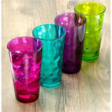 Bubble Textured Clear Multi Colored Drinking Tumbler Glass For Water