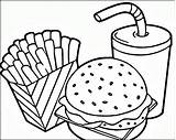 Coloring Pages Food Fast Printable Kids Adults sketch template