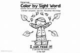 Sight Word Coloring Pages Autumn Printable Kids sketch template