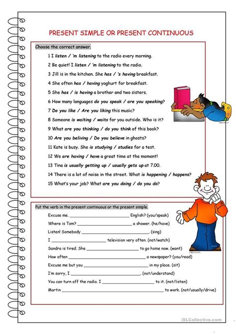 present simple  present continuous present continuous worksheet