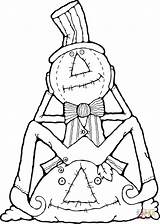 Scarecrow Coloring Pumpkin Sitting Pages Hay Clothes Man Old Drawing sketch template