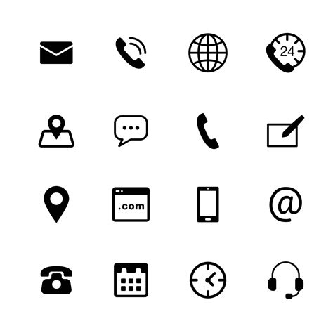 iconos de contacto esenciales  aplicaciones moviles web correo mensaje llamada atencion