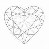 Heart Diamond Drawing Tattoo Shaped Shape Tattoos Cut Geometric Diamonds Gem Jewel Jewelry Designs Vector Crystal Illustration Drawings Printable Getdrawings sketch template
