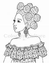 African Adults Fashions Mulher Colorir Coloriage Meninas Negras Willis Alisha Copics Africano Omeletozeu sketch template
