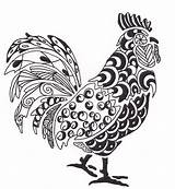 Rooster Zentangle Knitting Ii sketch template