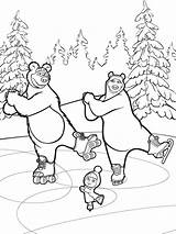 Bear Pages Coloring Masha Mascha sketch template