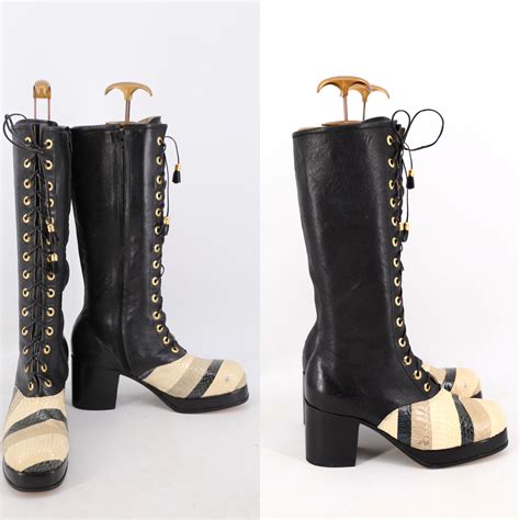 platform henry duarte leather snakeskin  boots mens  vintage  inspired platforms