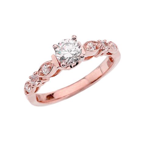 Rose Gold Emerald Cut Fancy Engagement Proposal Ring With Cubic Zirconia