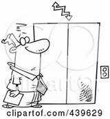 Elevator Outline Confused Clip Businessman Waiting Cartoon Royalty Coloring Template sketch template