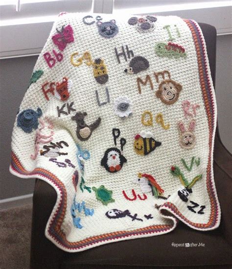 crochet animal alphabet afghan repeat crafter  baby blanket