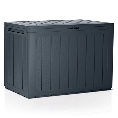 grey large outdoor storage box garden patio plastic chest lid container
