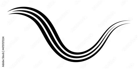 curved graceful triple line vector ribbon as an elegant calligraphy