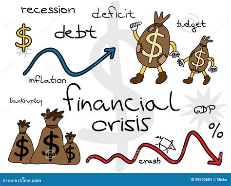financial crisis cartoon set stock images image