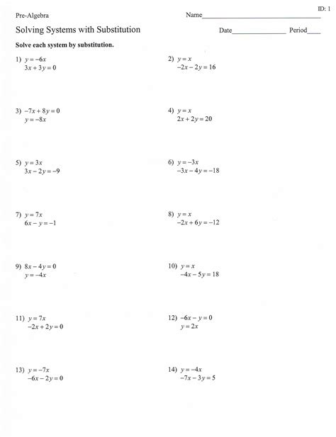 solving systems  equations worksheet answer key algebra  systems