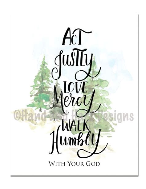 Act Justly Love Mercy Walk Humbly Micah 6 8 Watercolor