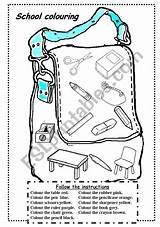 Colouring Objects School Worksheet Worksheets Esl Preview Vocabulary sketch template