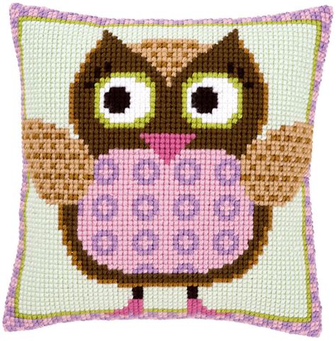 owl chunky cross stitch cushion front kit