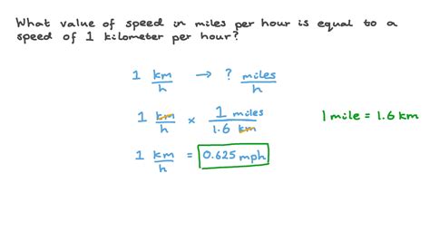 question video converting  kilometers  hour  miles  hour nagwa