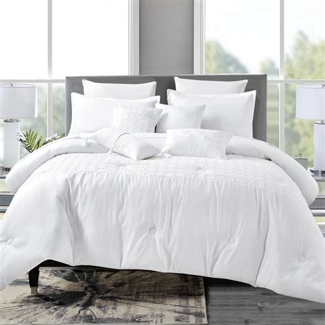 piece bedding comforter set luxury bed   bag queen size white walmartcom