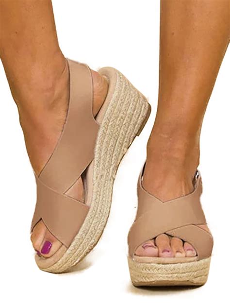 women wedge platform sandals espadrille slingback ankle buckle peep toe summer shoes walmartcom