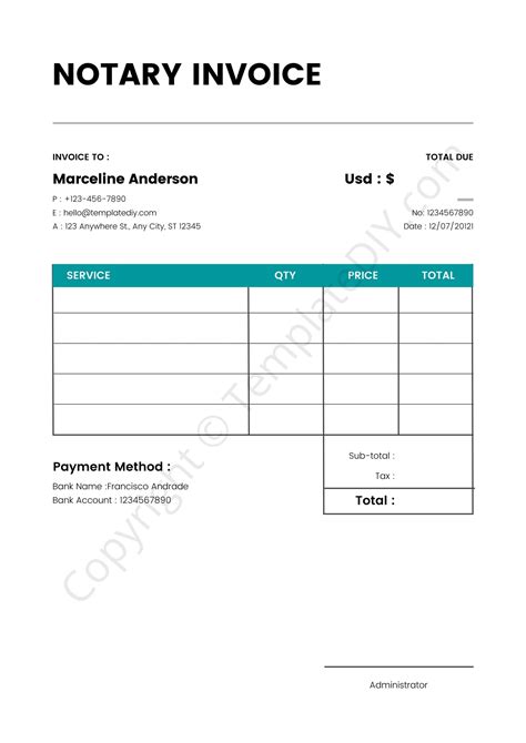 notary invoice template blank printable   excel word