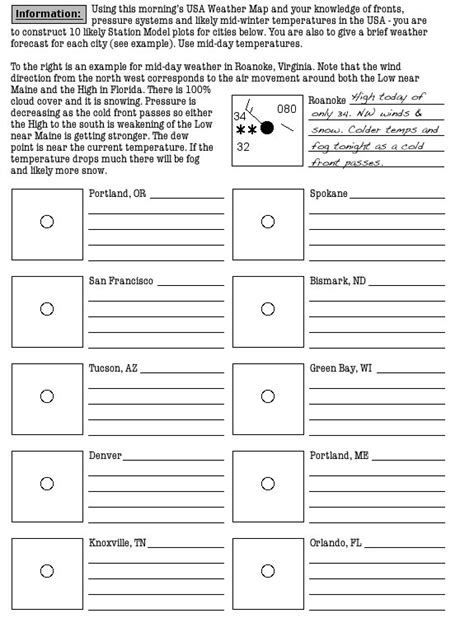 images  weather forecast worksheet weather map symbols