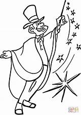 Magic Coloring Magician Pages Circus Printable Drawing Clipart Stick sketch template