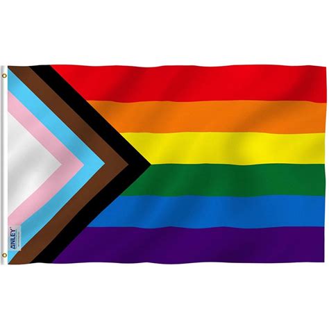 Anley Fly Breeze 3x5 Feet Progress Pride Rainbow Flag Vivid Color And