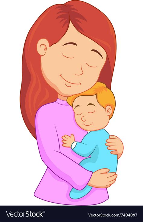 cartoon mother holding her son royalty free vector image