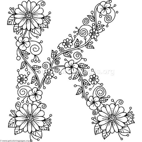 instant  floral alphabet letter  coloring pages coloring