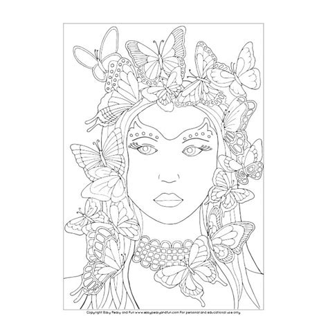 butterfly lady coloring page easy peasy  fun
