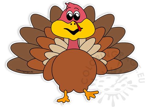 smiling turkey bird cartoon character image coloring page