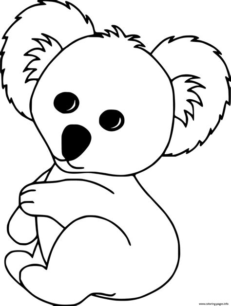 cute koala sits   ground coloring page printable