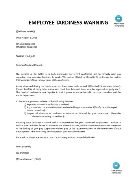 job abandonment warning letter allbusinesstemplatescom