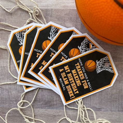 basketball party favor tags basketball party favors slam etsy