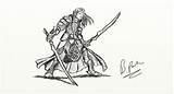 Elven Warrior Dragoart sketch template