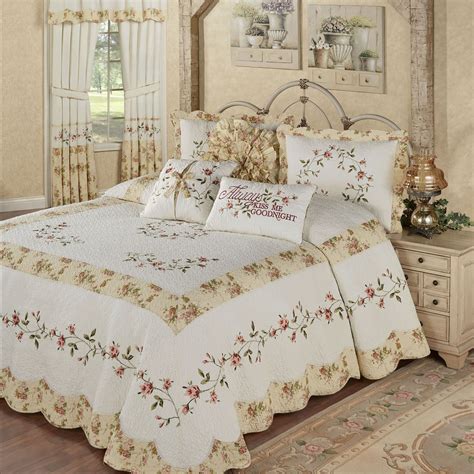 honeysuckle embroidered floral oversized bedspread bedding chic bedroom decor bedroom decor